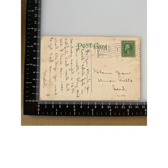 Antique 1915 Litho Ephemera Postcard Scene On Pine Lake With Twins Boys Fishing - Picture 6 of 10